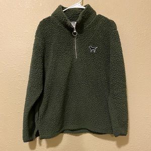Victoria’s Secret PINK green fleece quarter zip